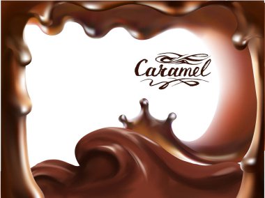 Karamel sıçrama 3d gerçekçi vektör illüstrasyon