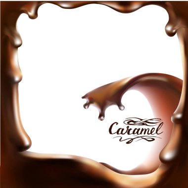 Karamel sıçrama 3d gerçekçi vektör illüstrasyon