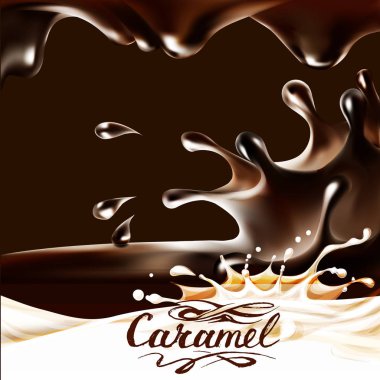 Karamel 3d gerçekçi vektör illüstrasyon düşer