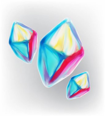 Renkli değerli taşların 3D çizimi 