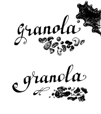 granola pul illüstrasyon. yazı yazımı 