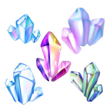 Değerli taşlar beyaz arka plan üzerinde izole kümesi