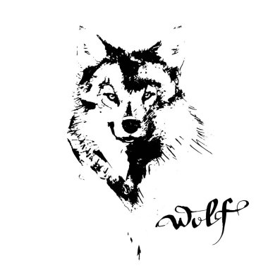 Bir kurt ya da köpeğin vektör çizimi