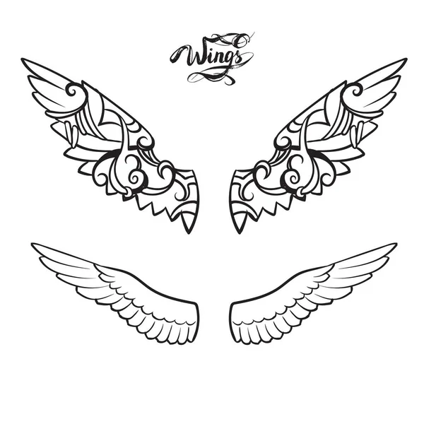 Angel Wings Vector Lettering Drawing — Stock Vector