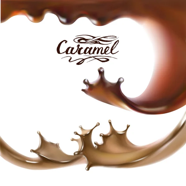 Textura Ilustración Chocolate Líquido Caramelo Cacao — Vector de stock