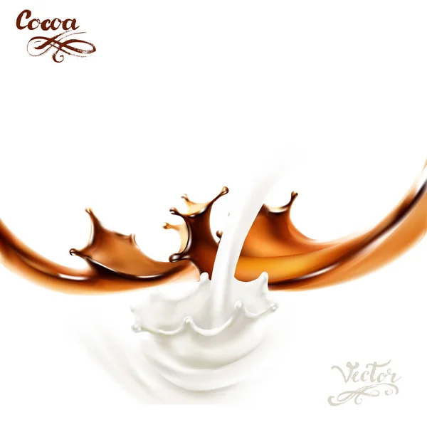 Milch Und Flüssige Schokolade Karamell Oder Kakao Vektor Illustration — Stockvektor