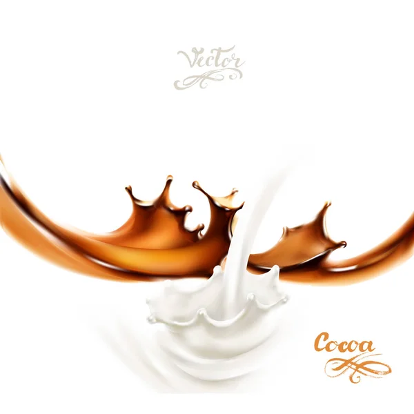 Illustrazione Del Vettore Del Latte Del Cioccolato Liquido Caramello Cacao — Vettoriale Stock