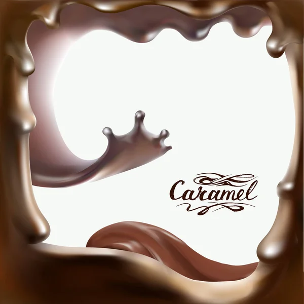 Illustration Vectorielle Réaliste Éclaboussure Caramel — Image vectorielle