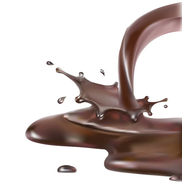 Choklad Splash Realistisk Vektor Illustration — Stock vektor