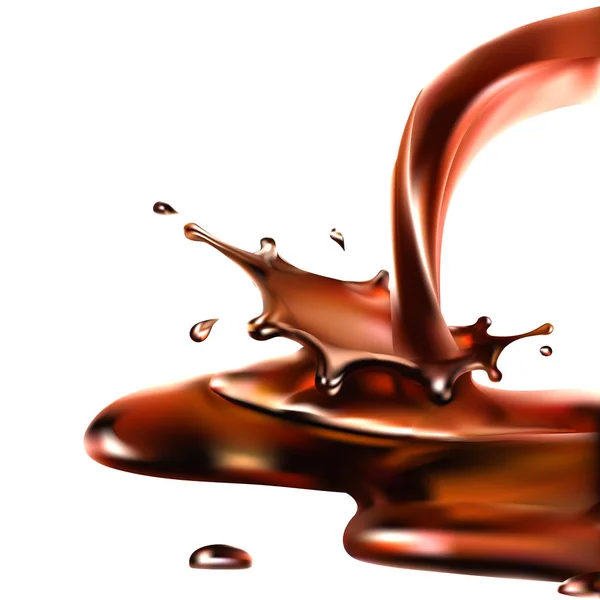 Chocolade Splash Realistische Vector Illustratie — Stockvector