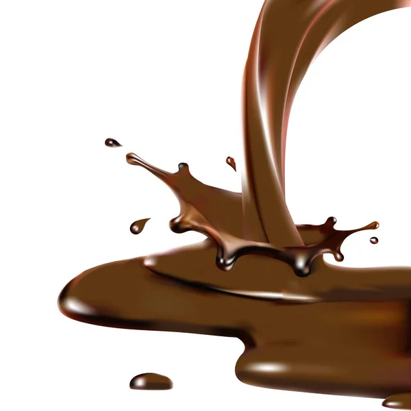 Chocolade Splash Realistische Vector Illustratie — Stockvector