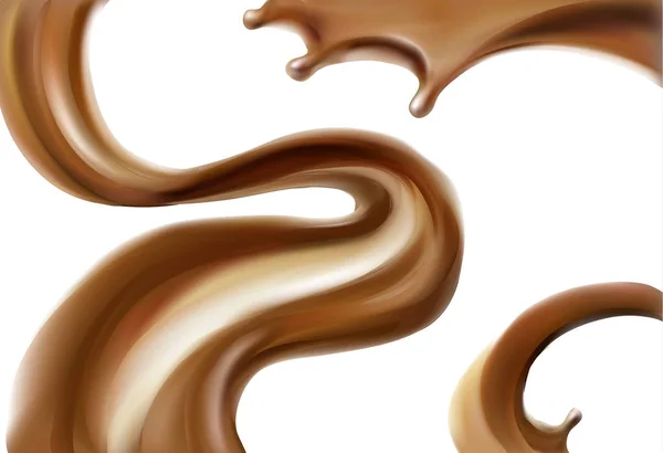 Illustration Vectorielle Réaliste Éclaboussure Chocolat — Image vectorielle