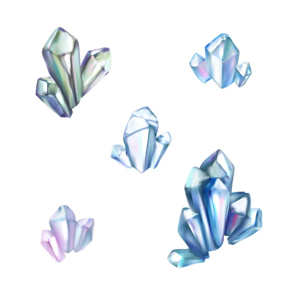 Blauwe Sprankelende Kristallen Achtergrond — Stockvector