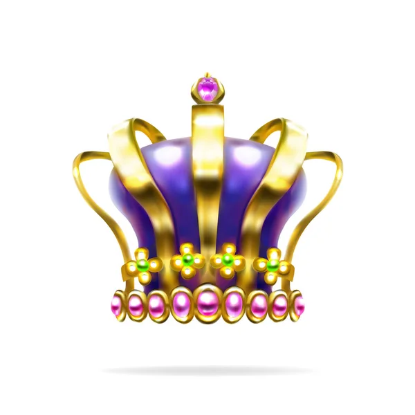 Gold Crown Ajándék Díj Ikon Vektor — Stock Vector