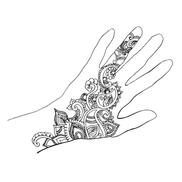 Рука Намальована Ескіз Жінки Татуюванням Білому Тлі — стоковий вектор