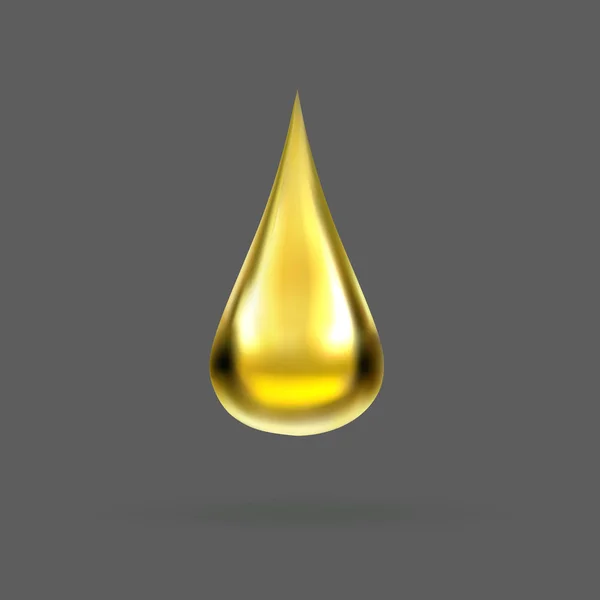 Golden Glossy Drop Icon — Wektor stockowy