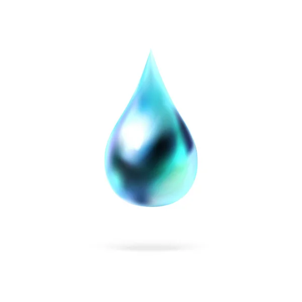 Blå Vatten Droppe Ikon Isolerad Vit Bakgrund Vektor Illustration — Stock vektor