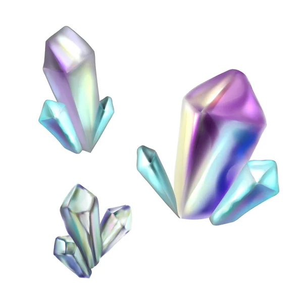 Set Vector Crystals Different Colors — 스톡 벡터