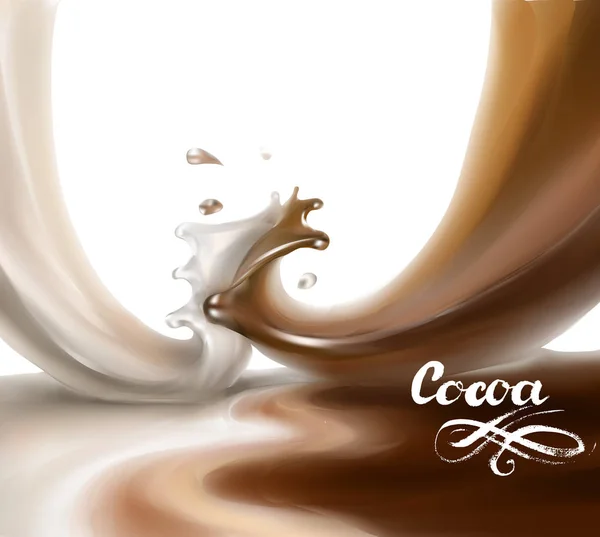 Melk Vloeibare Chocolade Karamel Cacao Vector Illustratie — Stockvector