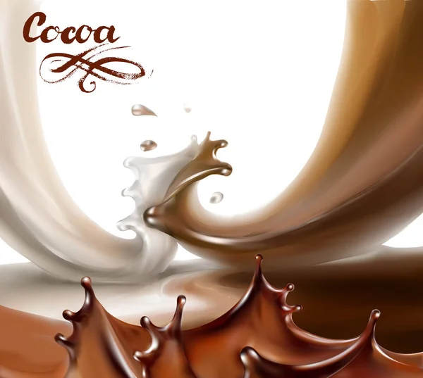 Melk Vloeibare Chocolade Karamel Cacao Vector Illustratie — Stockvector