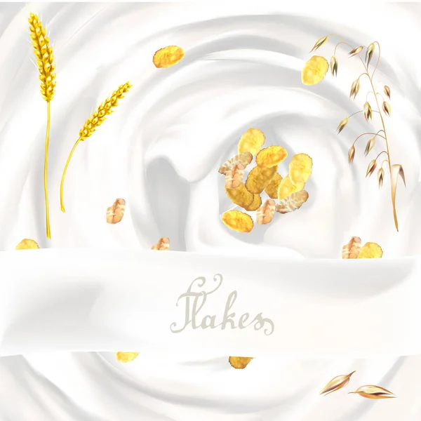 Golden Wheat Flakes Milk — 图库矢量图片