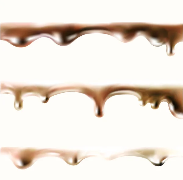 液体チョコレート キャラメルやココアのイラスト テクスチャ ベクトル アイス クリーム コーン イラスト — ストックベクタ