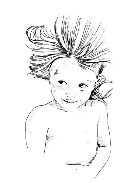 Piękna Dziewczyna Fryzurą Wektor Ilustracji — Wektor stockowy