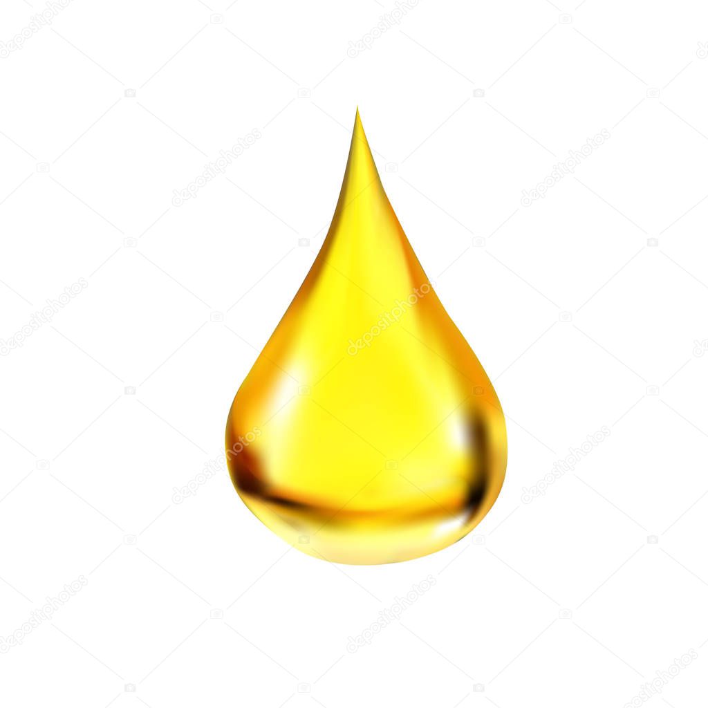 yellow drop of honey or oil realistic illustration, vector illustration
