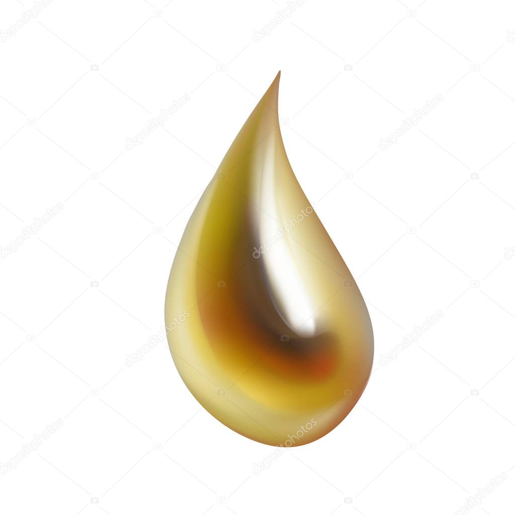 yellow drop of honey or oil realistic illustration, vector illustration