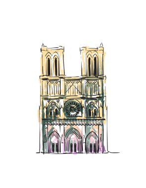 Notre Dame de Paris illustration watercolor plein air monument