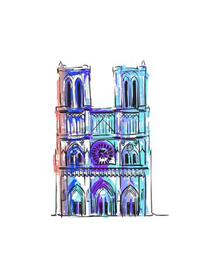 Notre Dame de Paris illustration watercolor plein air monument