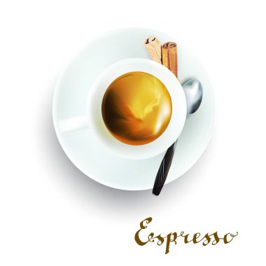 fincan espresso kahve kapuçino damla süt vektör 3d çizim