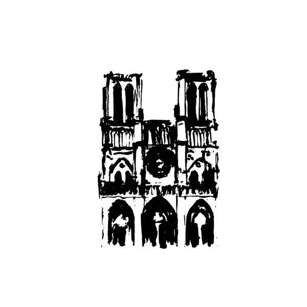 Notre Dame Paris Ilustracja Akwarela Pleneru Pomnik Powietrza — Wektor stockowy