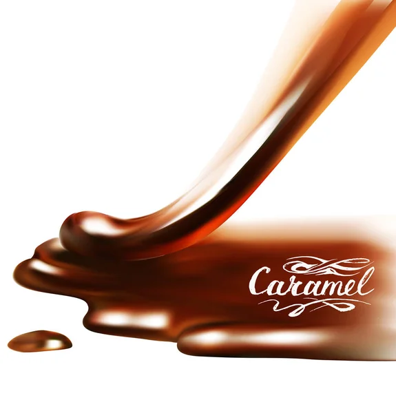 Chocolate Líquido Caramelo Cacao Ilustración Textura Ilustración Vector — Vector de stock