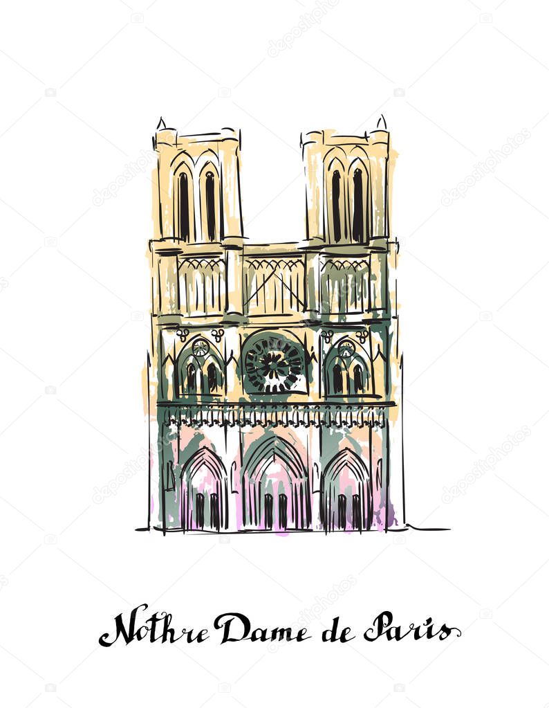 Notre Dame de Paris illustration watercolor plein air monument