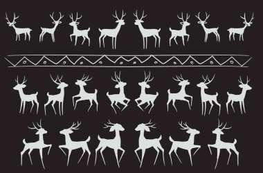 arka plan siluet komik geyik boynuzları Kuzey süsleme vektör ile