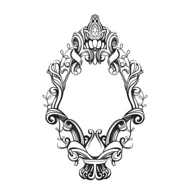 süsleme desen vintage çerçeve çizim seti