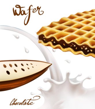 Waffle çikolata vektör çizim set