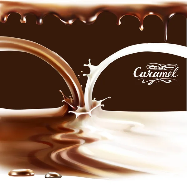 Folyékony Csokoládé Karamell Vagy Kakaó Illusztráció Textúra Illusztráció Vektor — Stock Vector