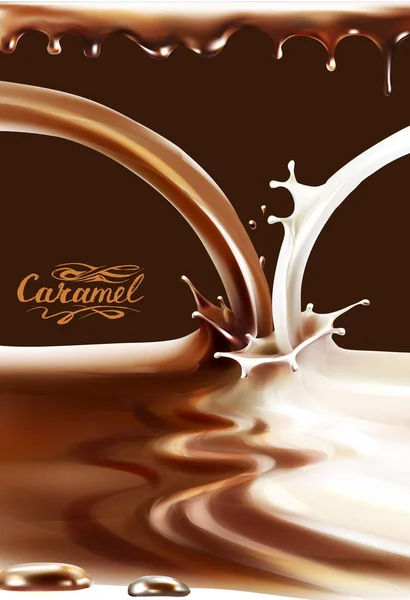 Chocolate Líquido Caramelo Cacao Ilustración Textura Ilustración Vector — Vector de stock