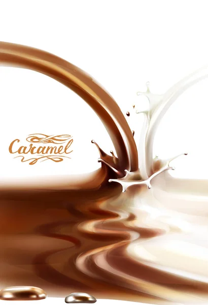 Chocolate Líquido Caramelo Cacao Ilustración Textura Ilustración Vector — Vector de stock