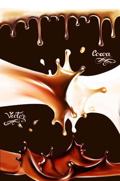 液体巧克力 焦糖或可可插图纹理3D 插图向量 — 图库矢量图片