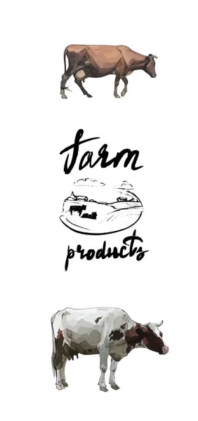 Cow Farm Products Milk Logo Silhouette Vector — Stock Vector