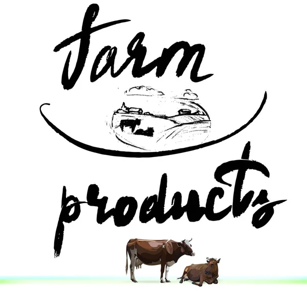 Vaca Produtos Agrícolas Leite Logotipo Silhueta Vetor —  Vetores de Stock