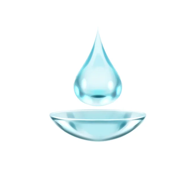 Gotas Agua Salpicaduras Lentes Contacto Para Limpieza Los Ojos Solución — Archivo Imágenes Vectoriales
