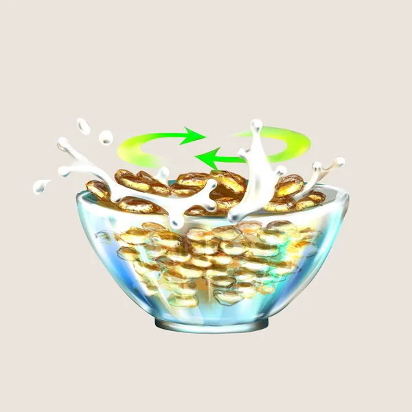 Flingor Honey Oat Öron Mjölk Honung Droppar Mjölk Vektor Illustration — Stock vektor