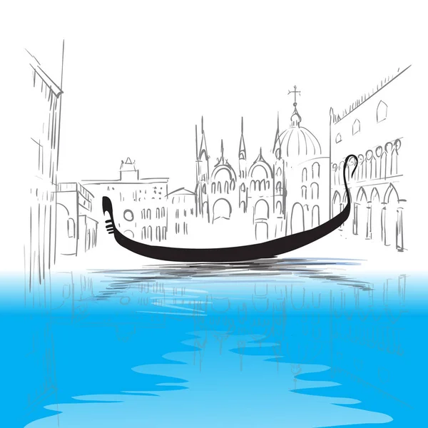 Gondole Venezia Ensemble Icône — Image vectorielle