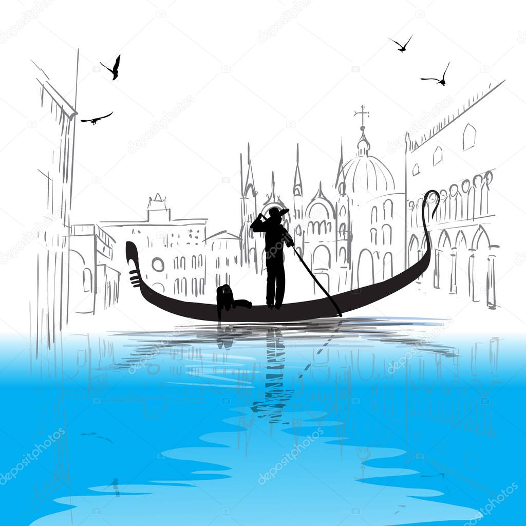 venezia gondola set icon