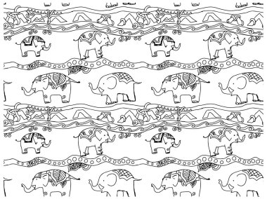 vector illustration of elephants background 