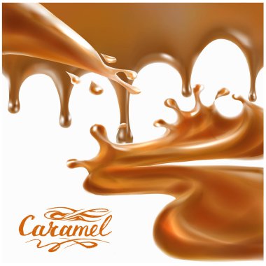 çikolata karamel süt sıçrama 3d damla gerçekçi izole illüstrasyon vektör